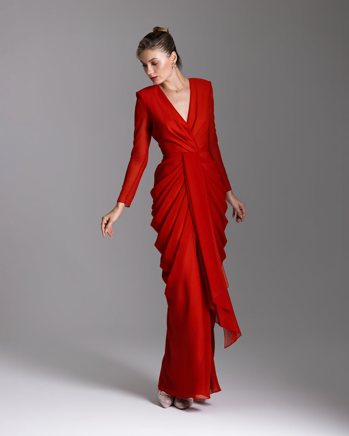 Scarlet Draped Gown