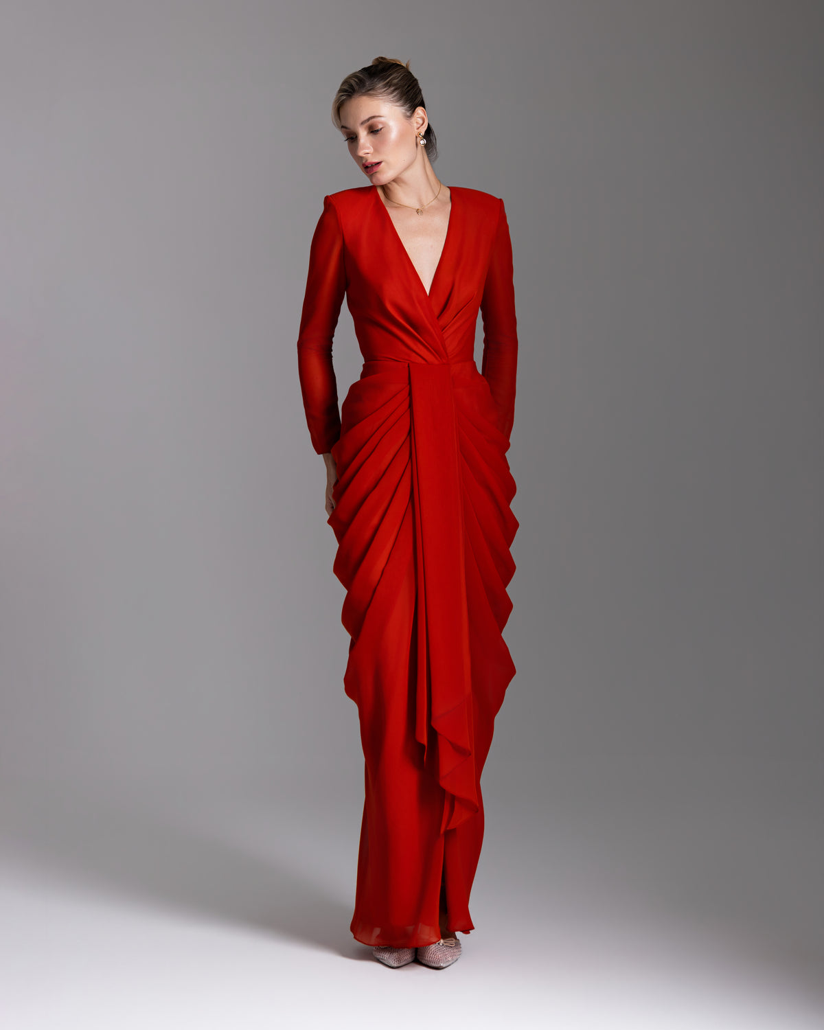 Scarlet Draped Gown