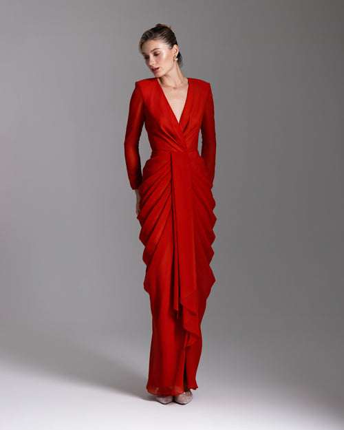 Scarlet Draped Gown