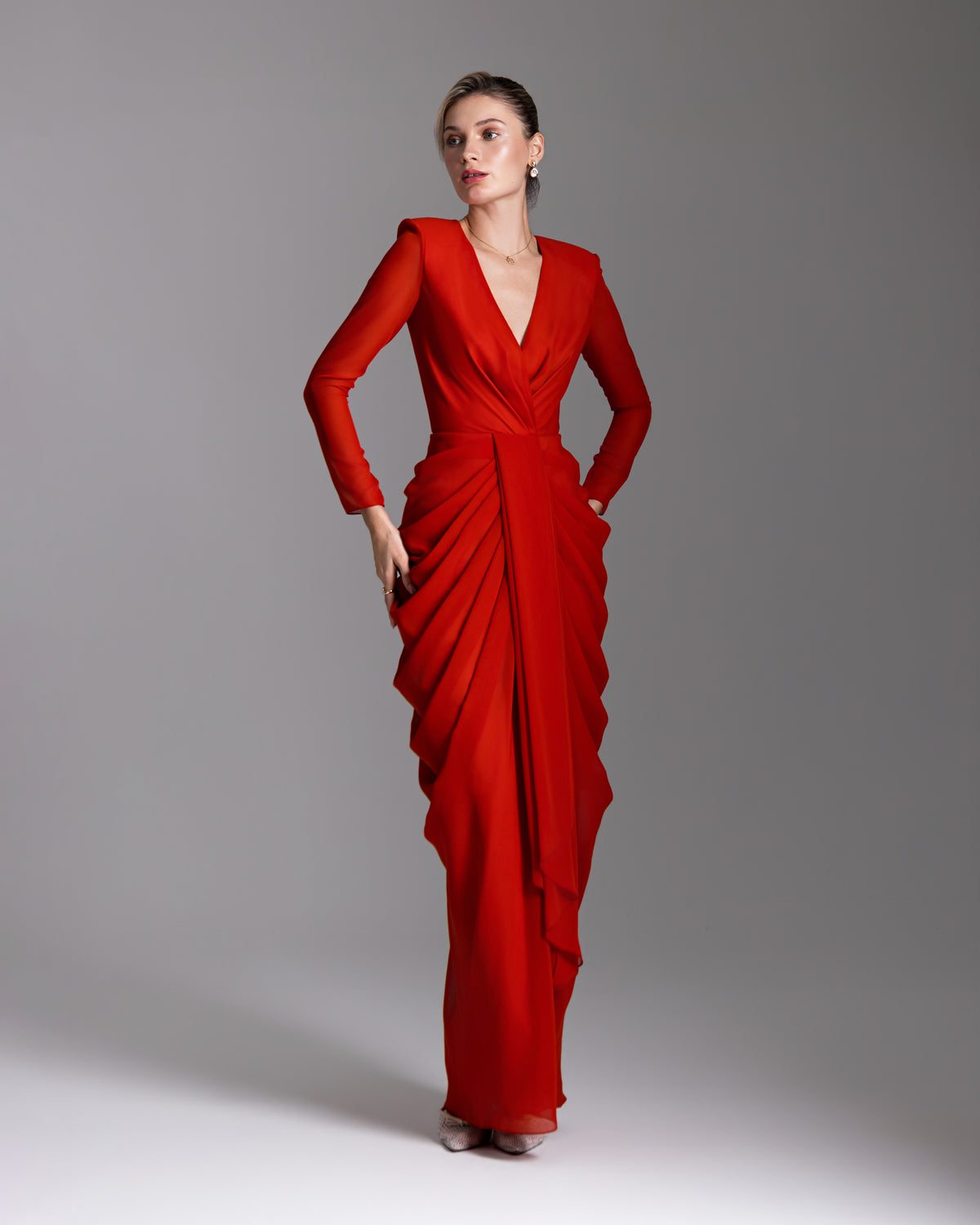 Scarlet Draped Gown