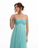 Ocean Bloom Off-Shoulder Evening Gown