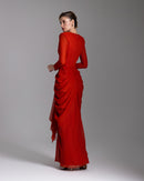 Scarlet Draped Gown