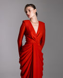 Scarlet Draped Gown