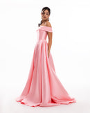 Rose Bloom Off-Shoulder Evening Gown