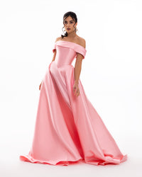 Rose Bloom Off-Shoulder Evening Gown