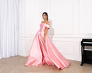 Rose Bloom Off-Shoulder Evening Gown