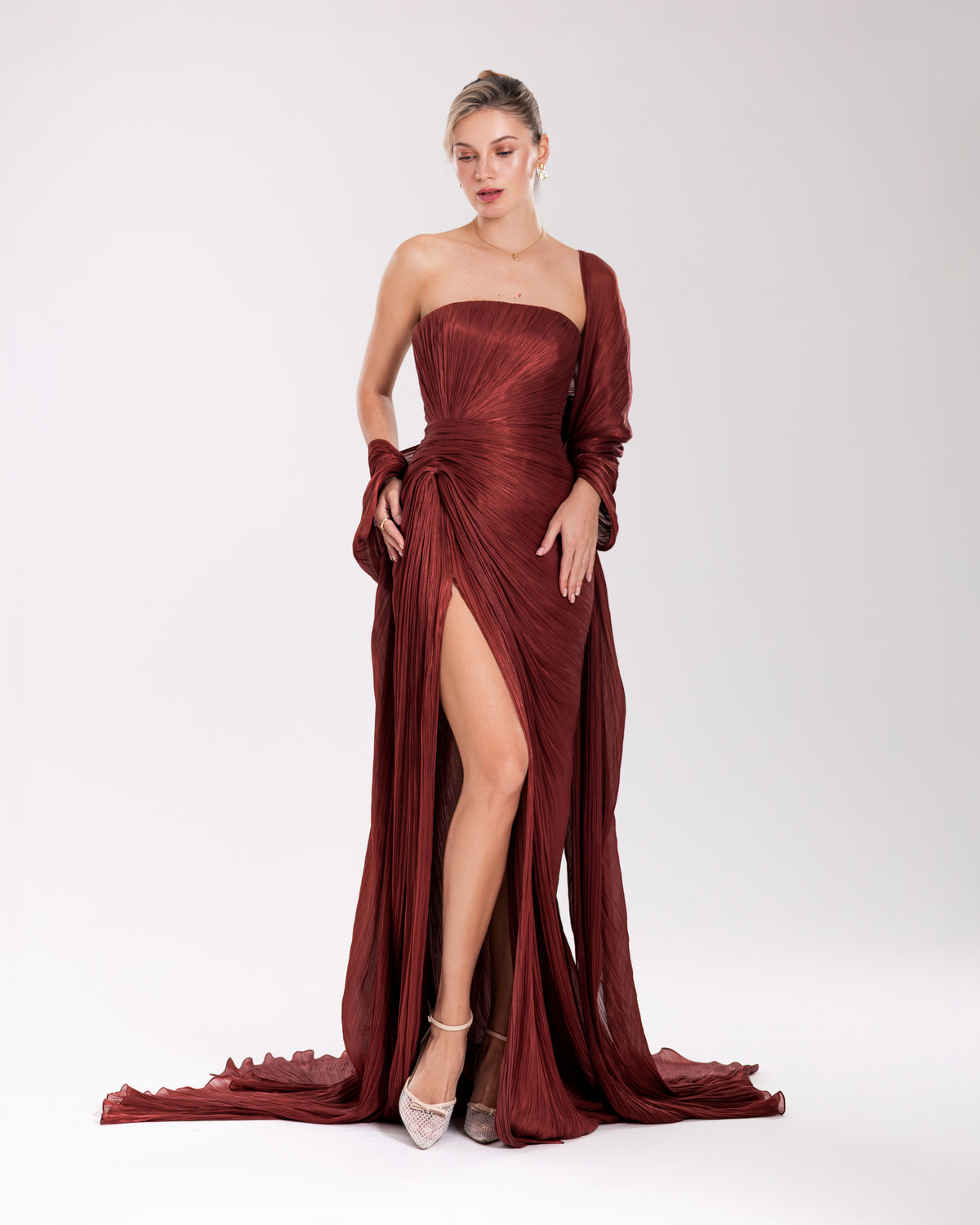 Rosewood Draped Gown