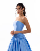 Sky Blue Strapless Evening Gown