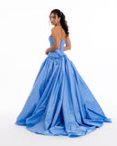 Sky Blue Strapless Evening Gown