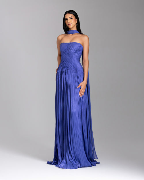 Blue Iris Ruched Gown