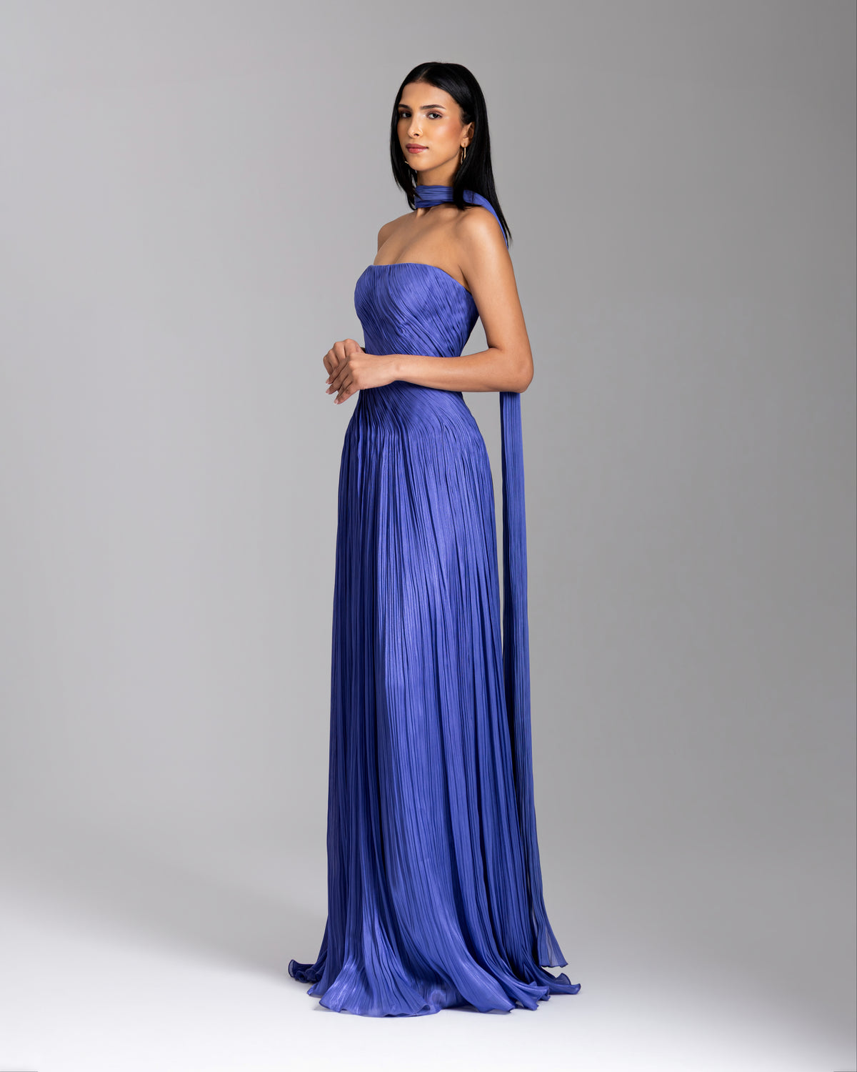 Blue Iris Ruched Gown