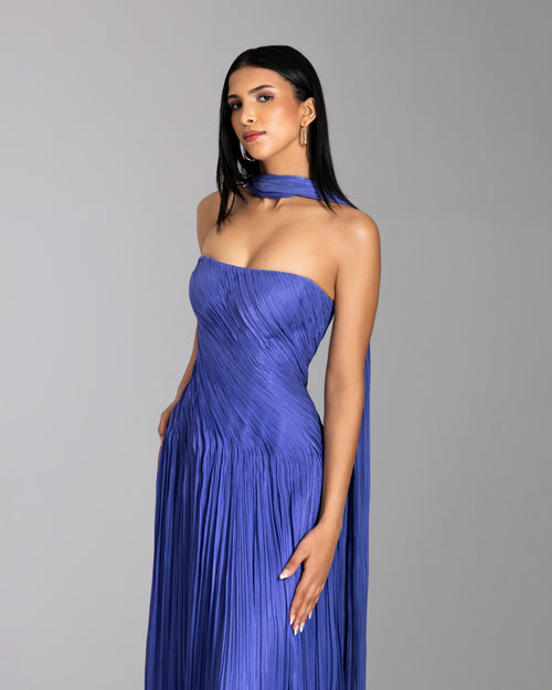 Blue Iris Ruched Gown