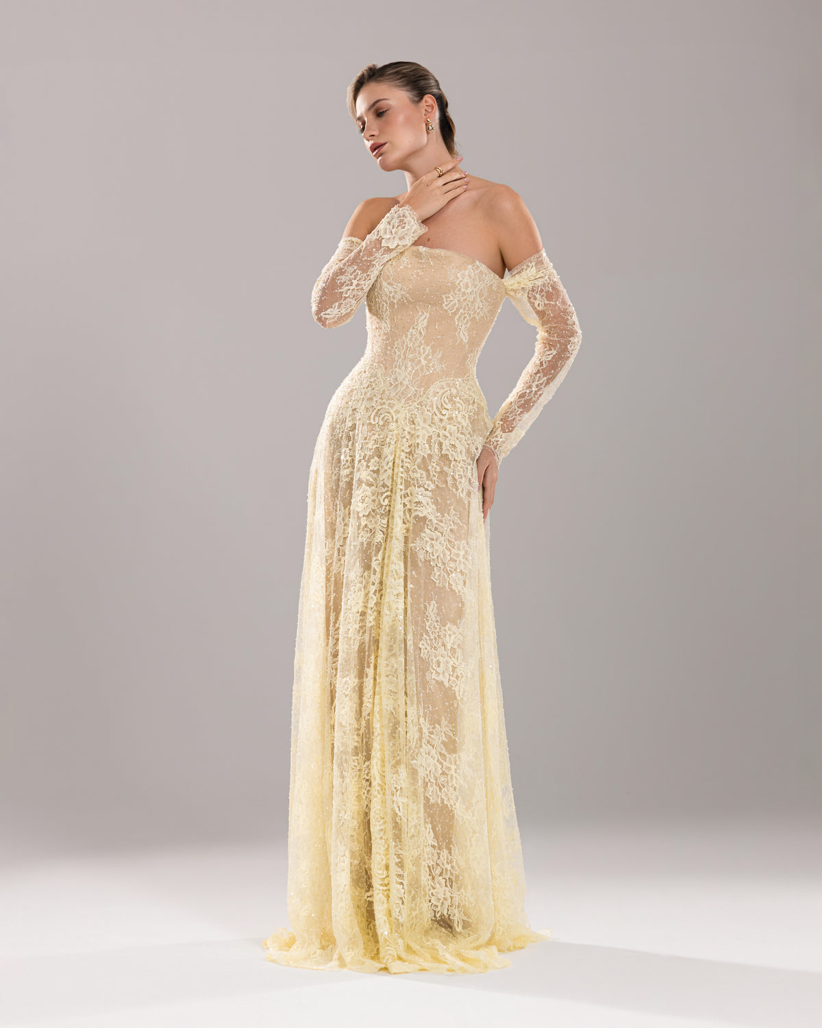 Yellow Lace Corset Gown