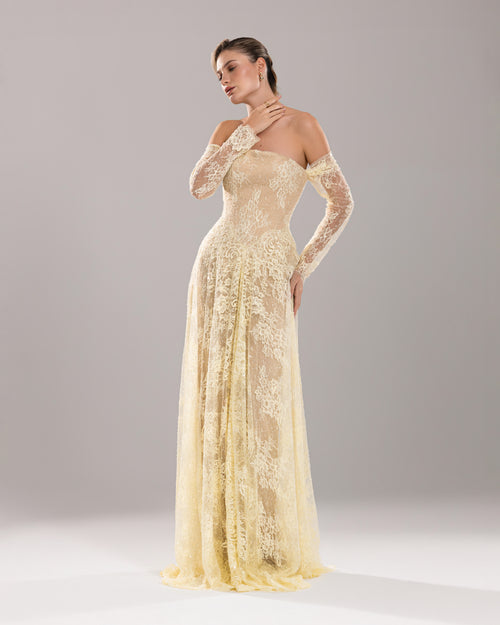 Yellow Lace Corset Gown