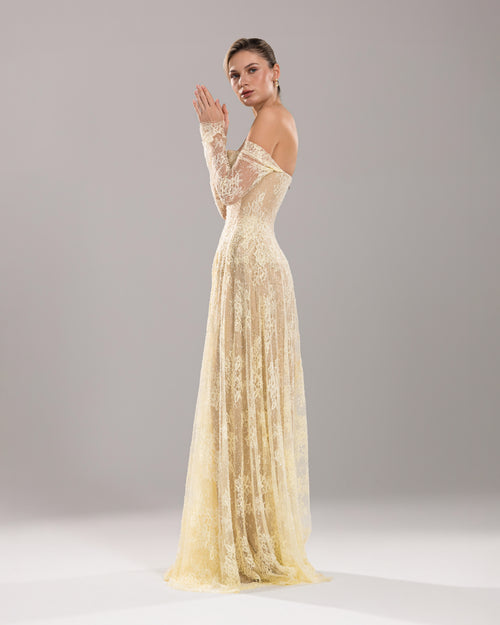 Yellow Lace Corset Gown