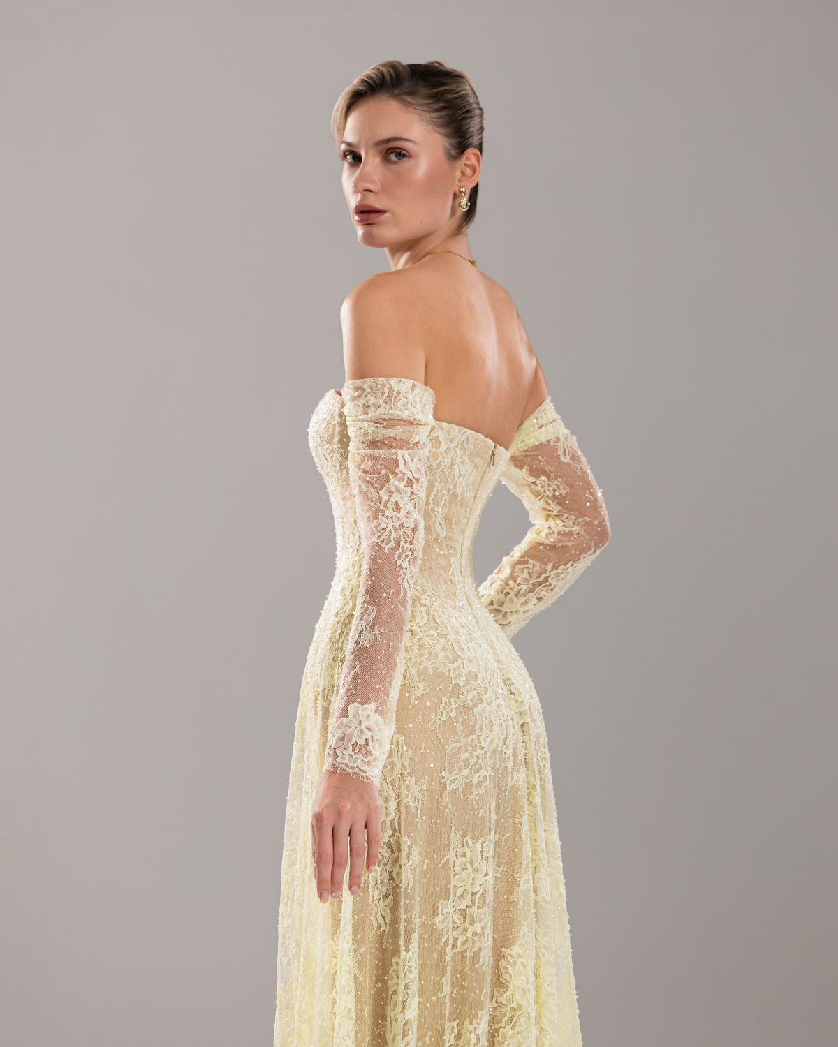 Yellow Lace Corset Gown
