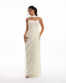 Pearl Ivory Chiffon Draped Gown