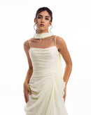 Pearl Ivory Chiffon Draped Gown