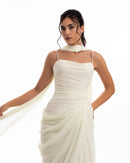 Pearl Ivory Chiffon Draped Gown