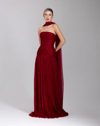 Crimson Cascade Gown