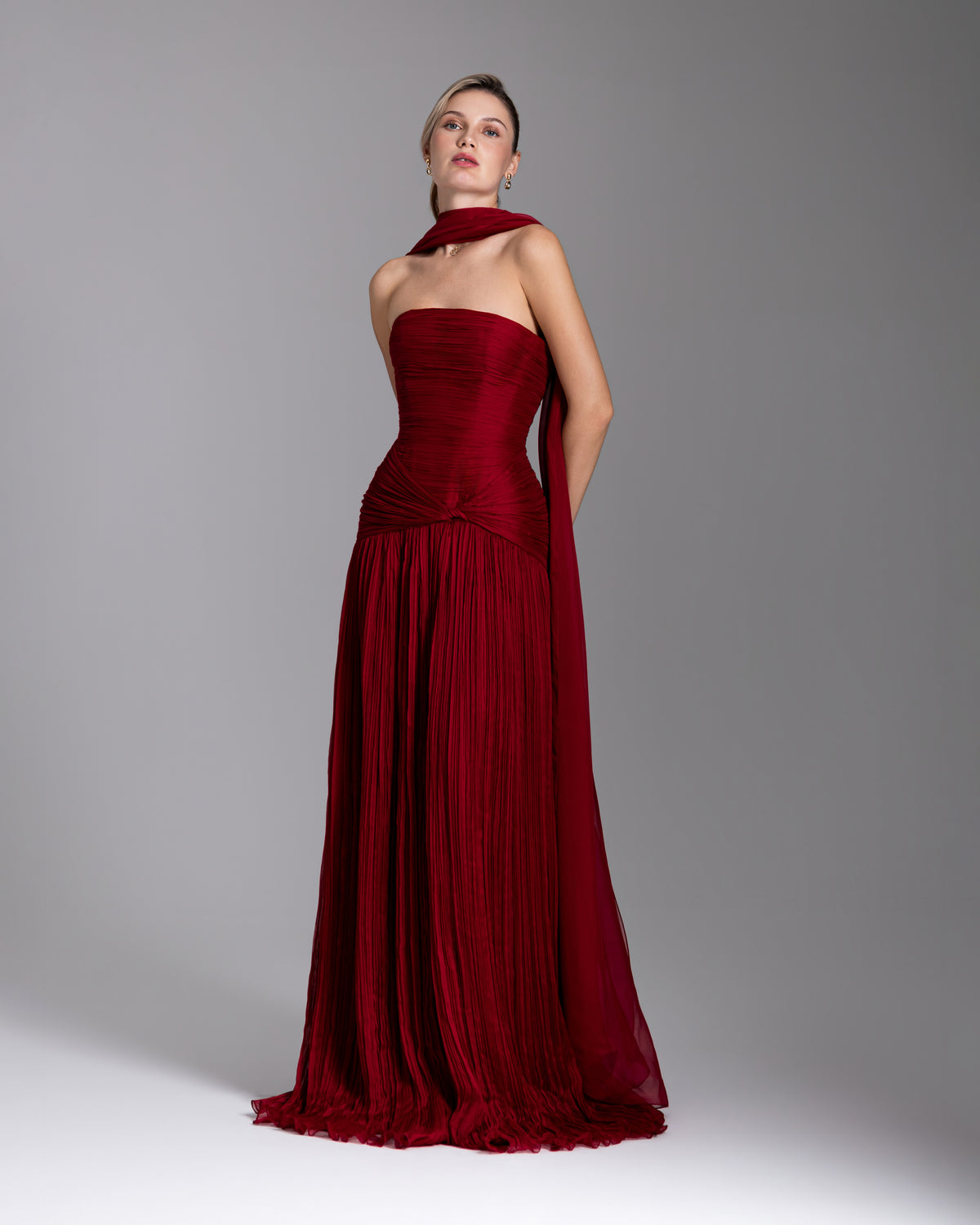 Crimson Cascade Gown