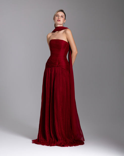 Crimson Cascade Gown