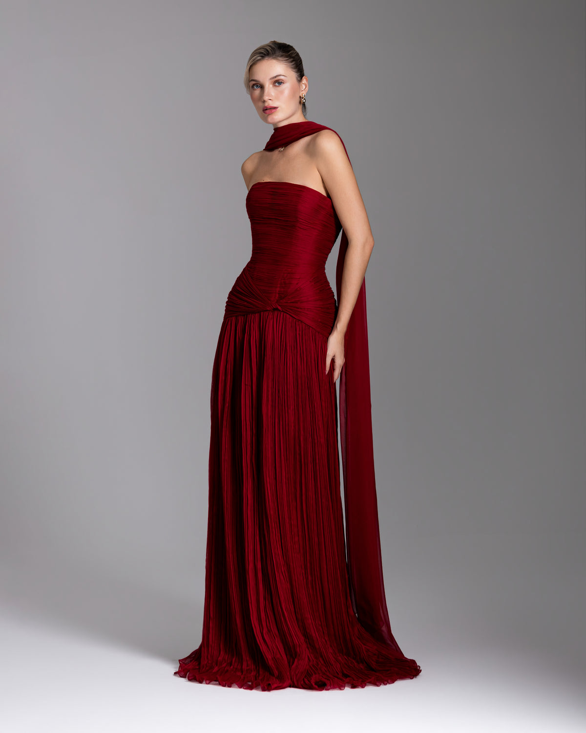 Crimson Cascade Gown