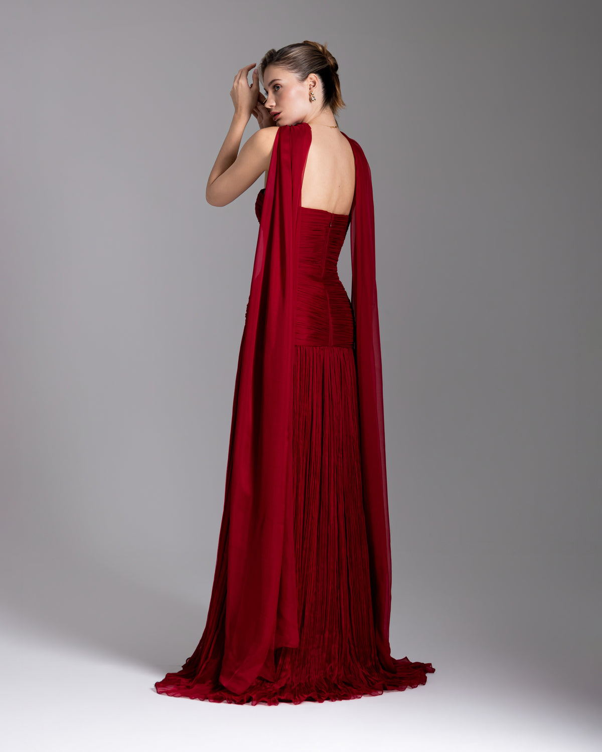 Crimson Cascade Gown