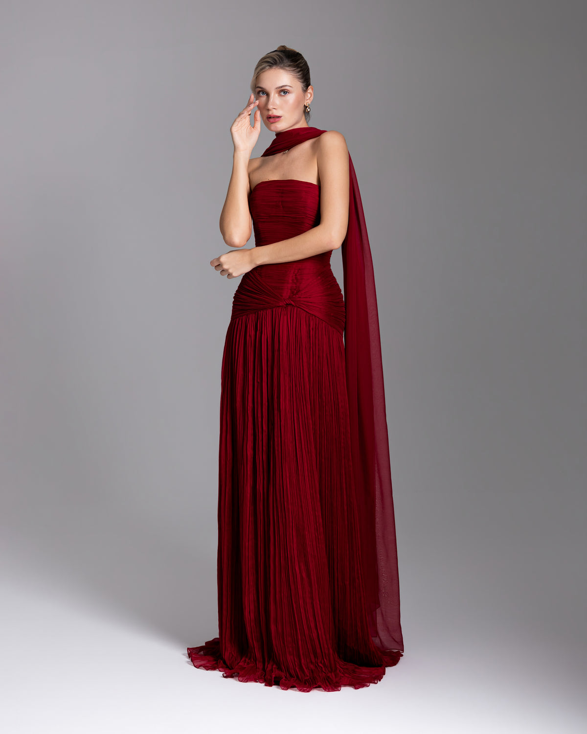 Crimson Cascade Gown