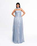 Celeste Metallic Chiffon Evening Gown