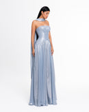 Celeste Metallic Chiffon Evening Gown