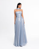 Celeste Metallic Chiffon Evening Gown
