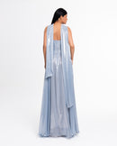 Celeste Metallic Chiffon Evening Gown