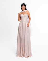 Celeste Metallic Chiffon Evening Gown