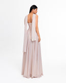 Celeste Metallic Chiffon Evening Gown