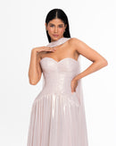 Celeste Metallic Chiffon Evening Gown