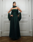 Emerald Draped Chiffon Gown