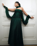 Emerald Draped Chiffon Gown