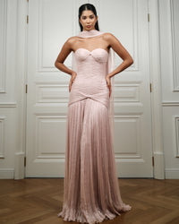 Blush Draped Corset Gown