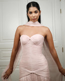 Blush Draped Corset Gown