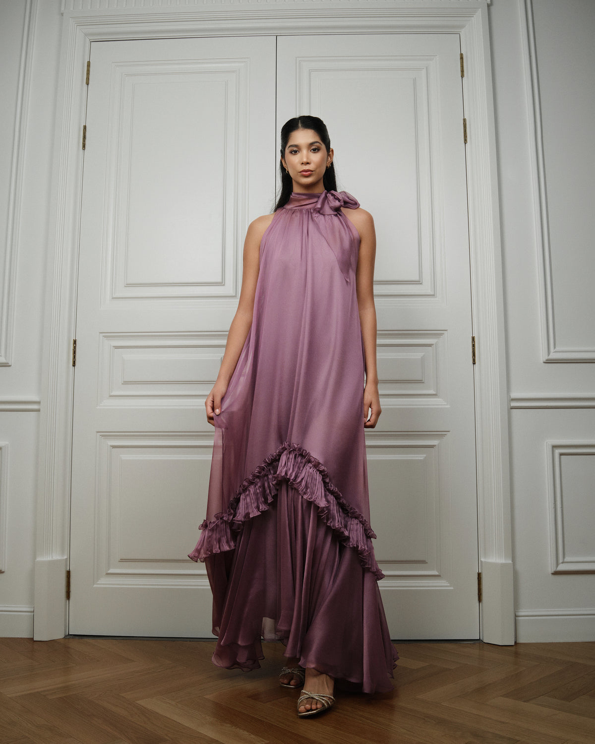 Dusty Mauve Ruffle Gown