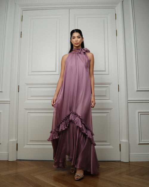 Dusty Mauve Ruffle Gown