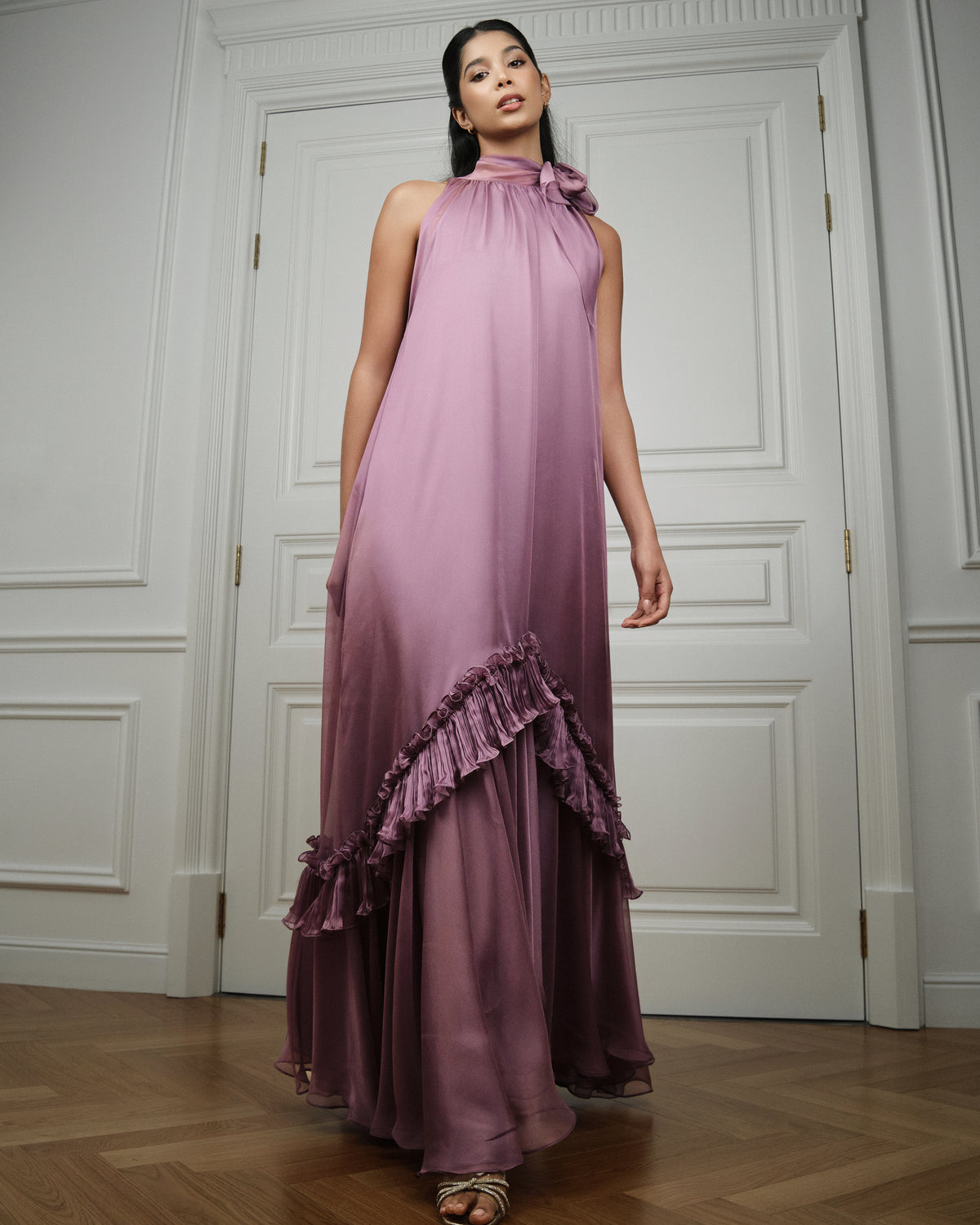 Dusty Mauve Ruffle Gown