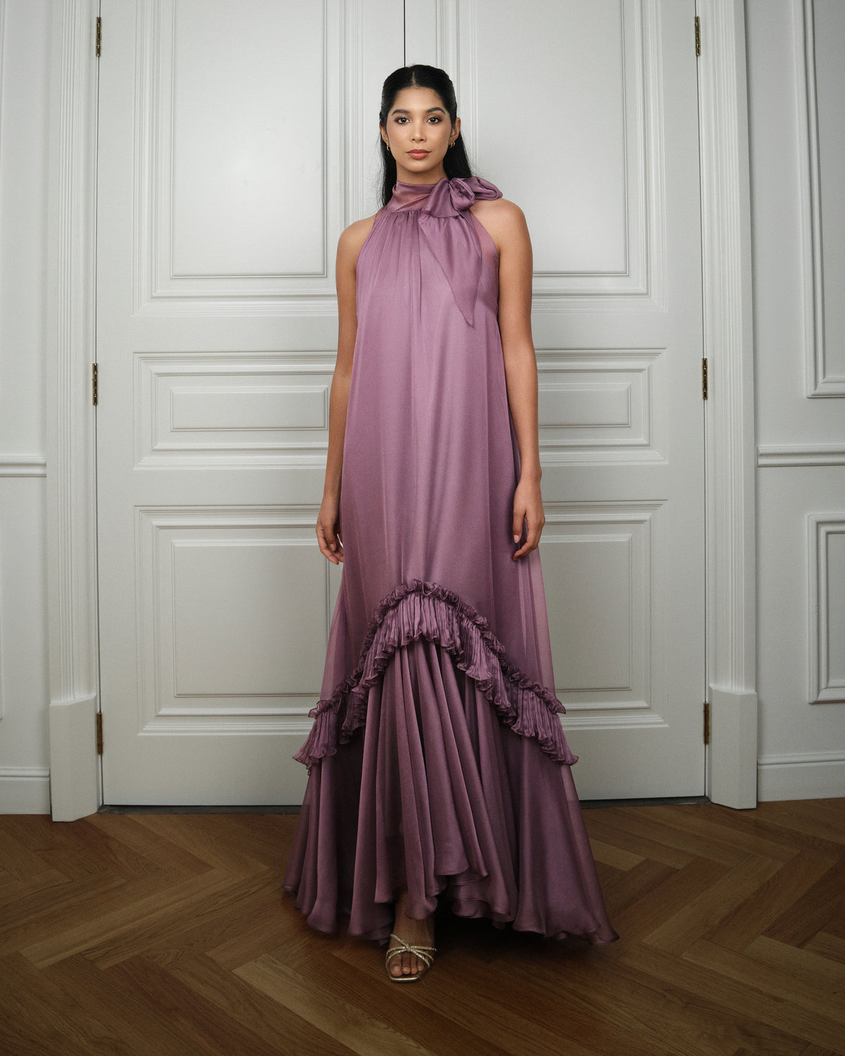 Dusty Mauve Ruffle Gown