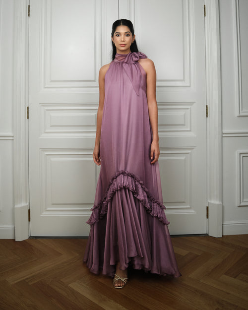 Dusty Mauve Ruffle Gown