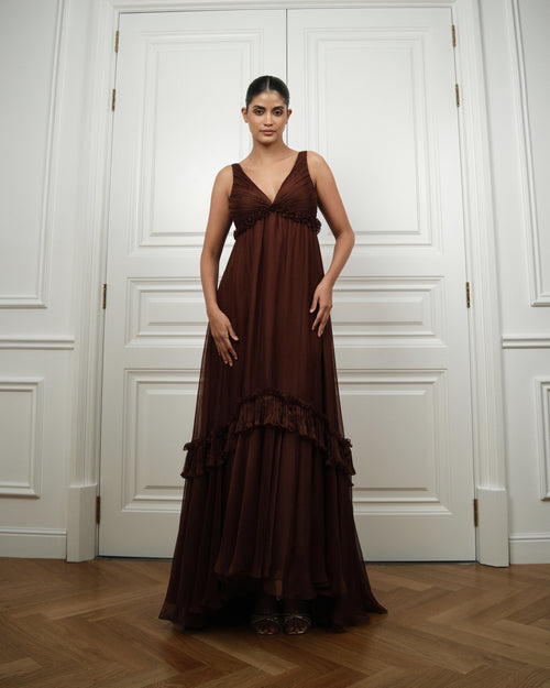 Burgundy Ruffle Gown