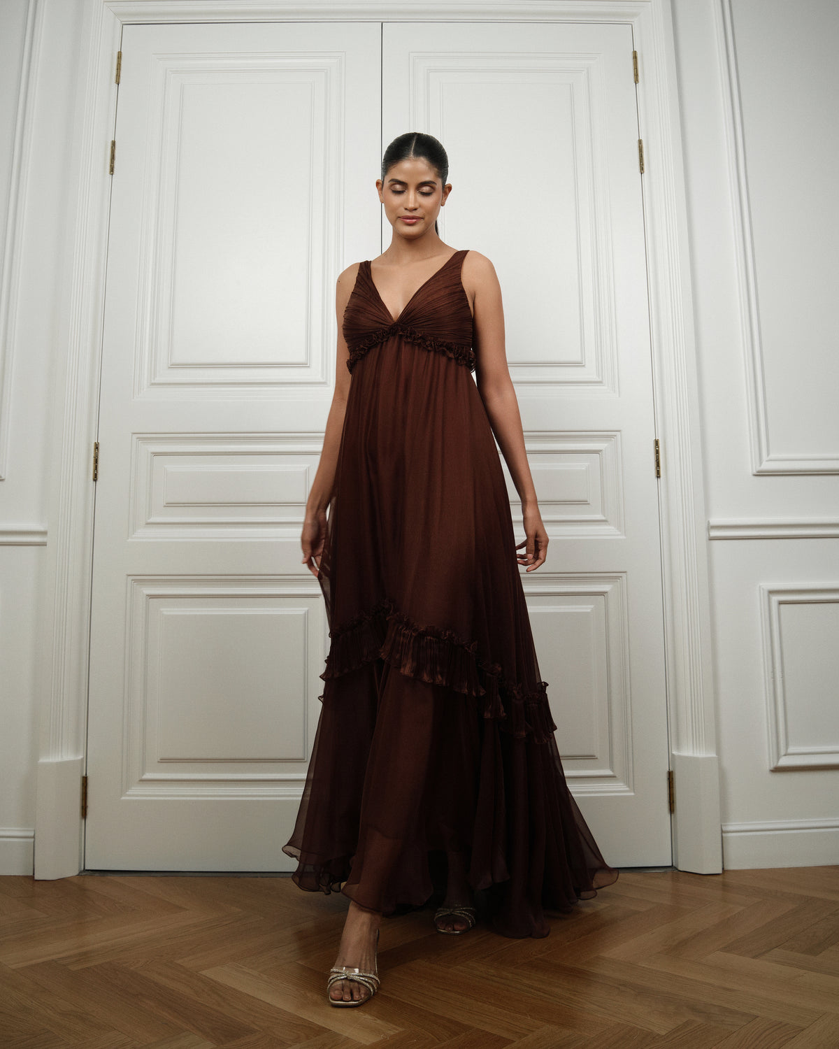 Burgundy Ruffle Gown