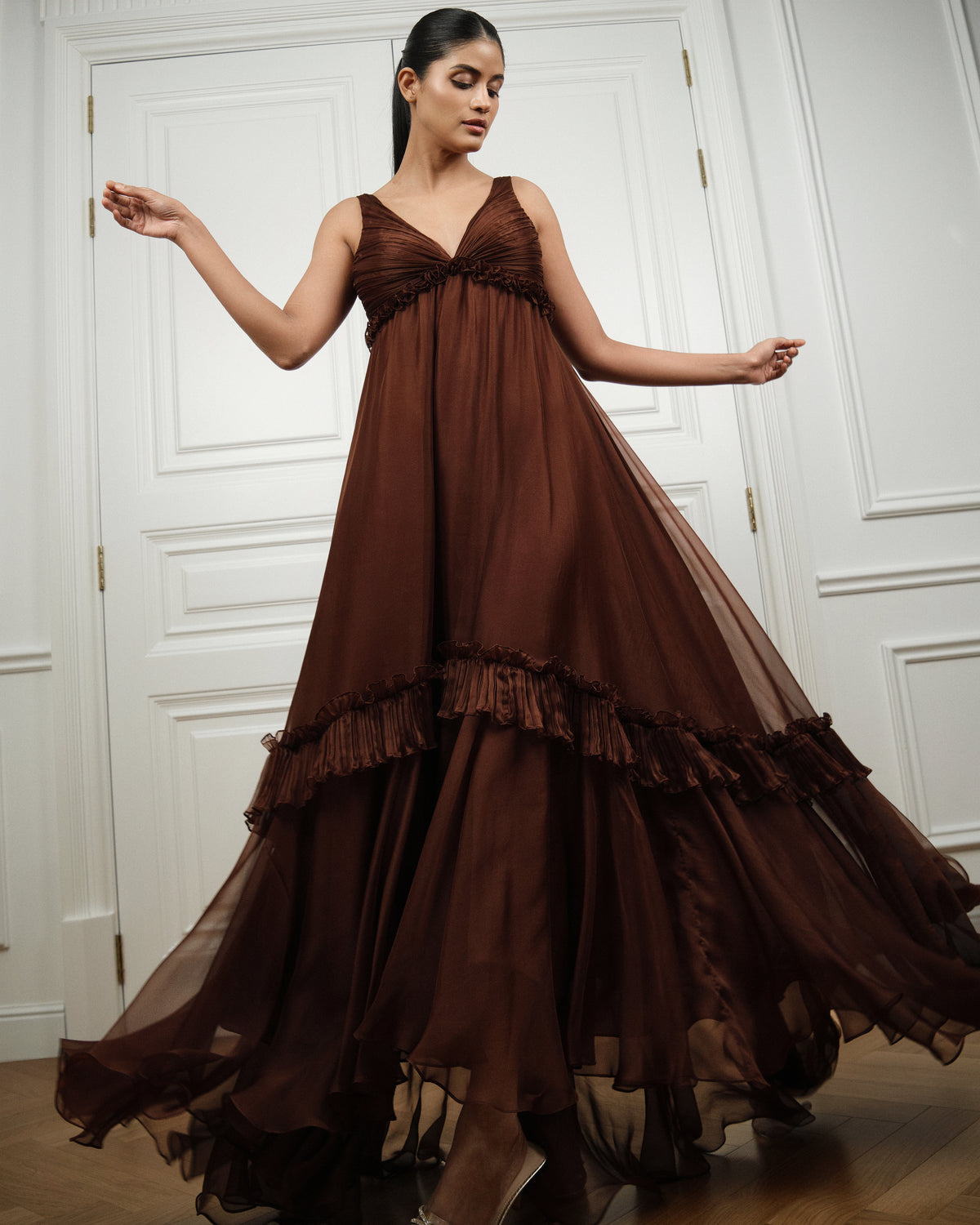 Burgundy Ruffle Gown