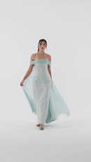 Silver Blue Embellished Gown