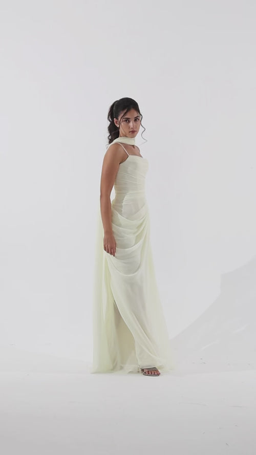 Cream Draped Gown